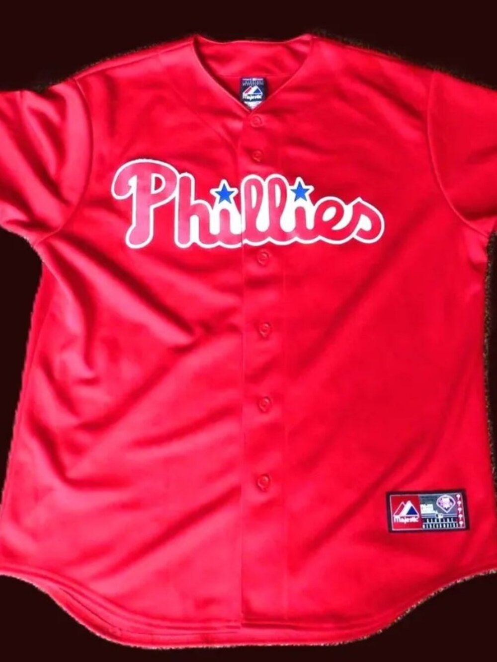 Vintage Philadelphia Phillies Jersey Men’s Lg Majestic MLB Red Baseball Jersey